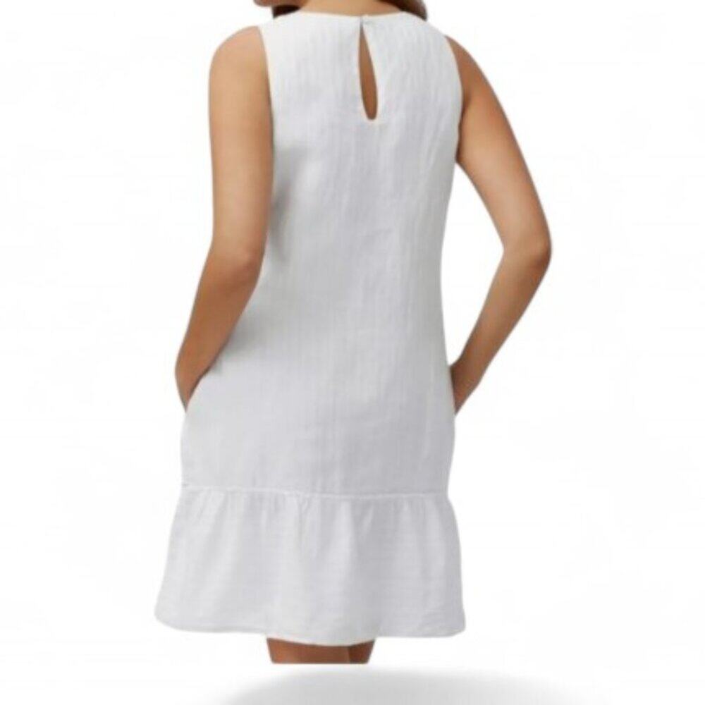 Tommy Bahama Women's Size XS Linen Blend Dress Sleeveless Ruffle Hem Metallic - Picture 2 of 13